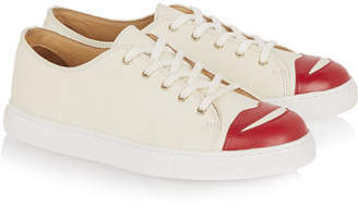 Charlotte Olympia Kiss Me Textured-leather Sneakers - Off-white