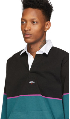 Noah NYC Black and Blue Rugby Polo