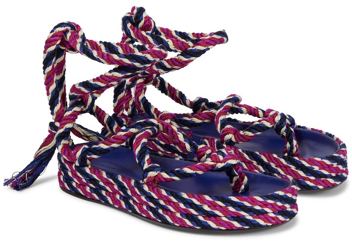 Isabel Marant Erol striped platform thong sandals