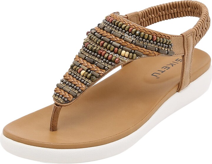 GDKKBIN Embellished-Toe-Post-Sandal Gladiator Sandals For Women - ShopStyle