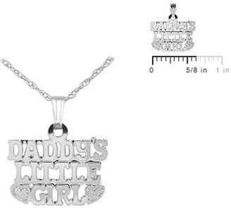 Ice Kids' 14K White Gold Daddy's Little Girl Pendant With Chain (15 inches)