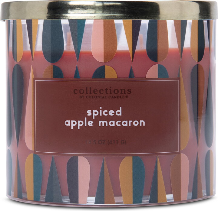 Colonial Candle Spiced Apple Macaron 14.5Oz 3 Wick Candle,