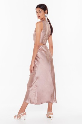 Nasty Gal Womens Cut-Out to Party Satin Cowl Dress - Pink - 14