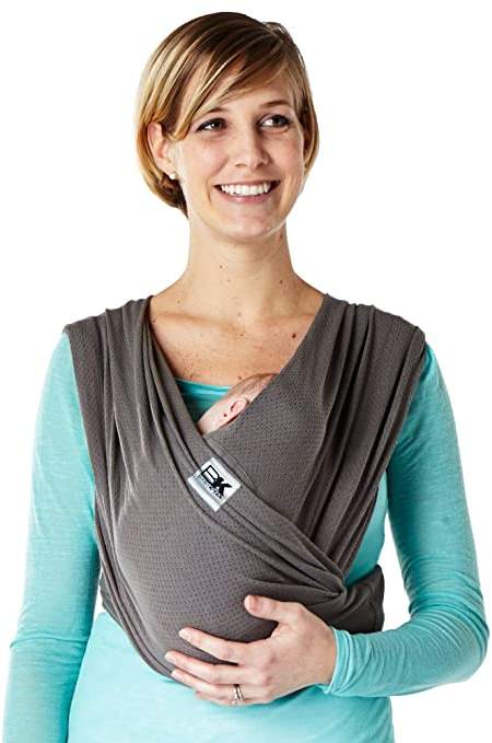 Baby K'tan Breeze Baby Wrap Carrier, Infant and Child Sling - Simple Wrap Holder for Babywearing - No Rings or Buckles - Carry Newborn up to 35 lbs, Charcoal, Small (W Dress 6-8 / M Jacket 37-38)
