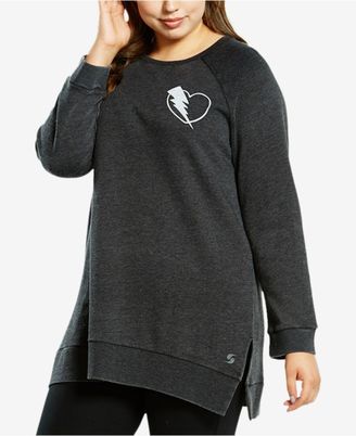 Soffe Curves Plus Size Split-Hem Graphic Sweatshirt, a Macy's Exclusive Style