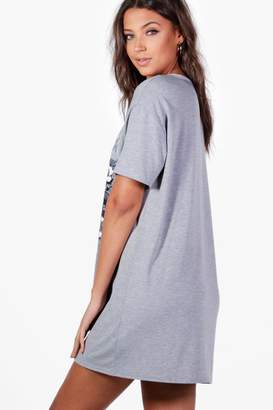 boohoo Tall Karina Lace Up Detail Band T-Shirt Dress