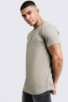 boohoo Short Sleeve Longline T Shirt With Curve Hem
