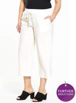 Thumbnail for your product : V By Very Curve CURVE Linen Cropped Trouser - White
