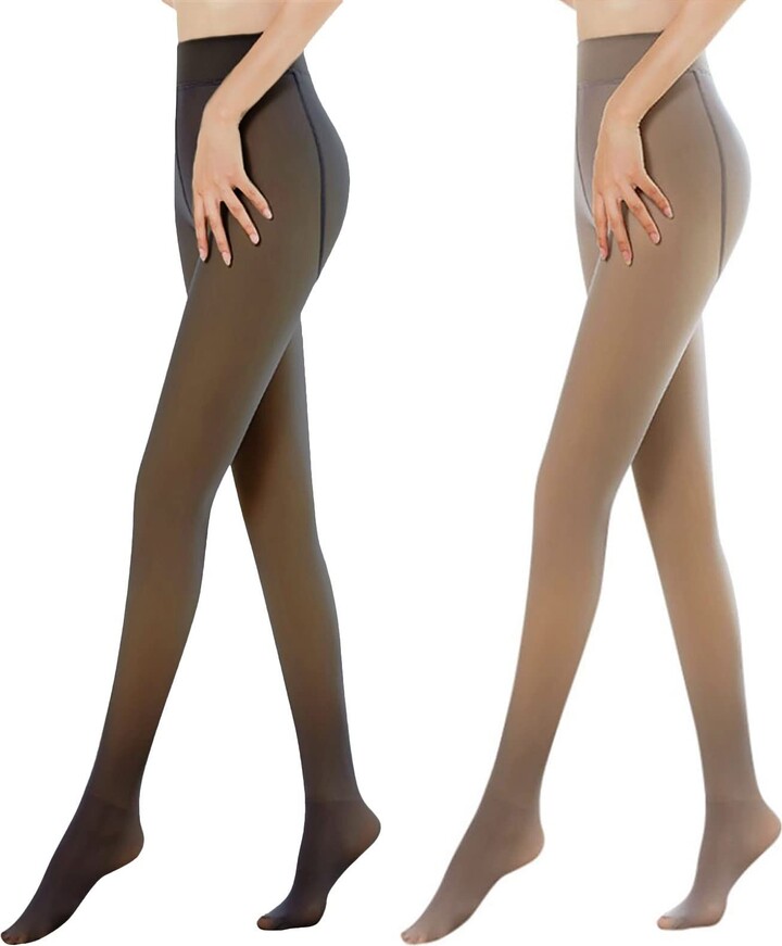 Women Fleece Lined Stretch Thermal Fake Transparent Leggings