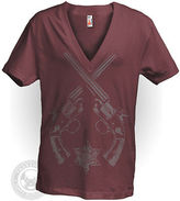 Thumbnail for your product : American Apparel COWBOY PISTOLS Vintage Western Sheriff 6456 Deep V Neck T Shirt