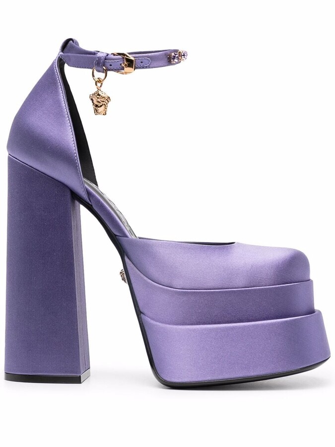 purple platform sandals