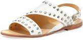 Thumbnail for your product : Nanette Lepore Double Time Studded Flat Leather Sandal, White