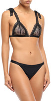 Thumbnail for your product : LOVE Stories Bow-detailed lace and point d'esprit soft-cup triangle bra