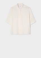 Thumbnail for your product : Women's Ecru Silk-Blend Short Sleeve Shirt