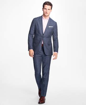 Brooks Brothers Two-Button Pinstripe Linen Suit Jacket