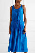 Thumbnail for your product : Diane von Furstenberg Pleated Cotton And Silk-blend Gauze Midi Dress - Bright blue