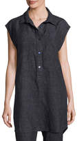 Thumbnail for your product : Eileen Fisher Sleeveless Washed Délavé Linen Tunic, Denim