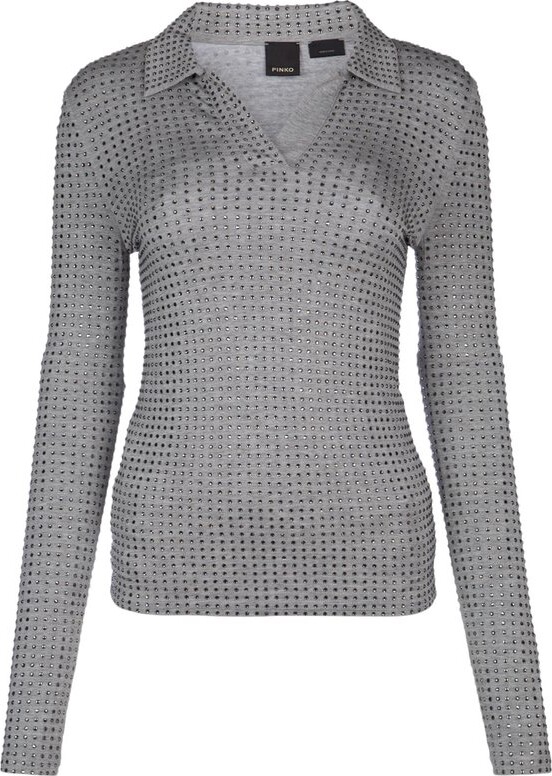 Pinko Kooser Stud-Embellished Polo Top