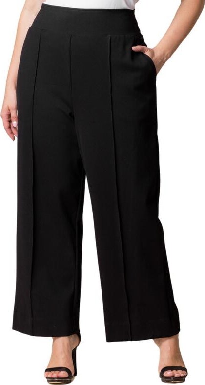 Kiyonna Women's Plus Size Polished Ponte Wide Leg Pants