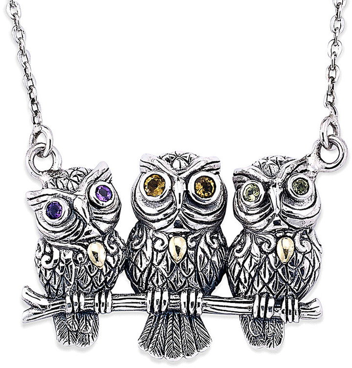 GiftJewelryShop Ancient Style Silver Plate French Horn Owl Charm Pendant Necklace