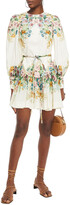 Thumbnail for your product : Zimmermann Daphne Belted Gathered Floral-print Linen Midi Dress