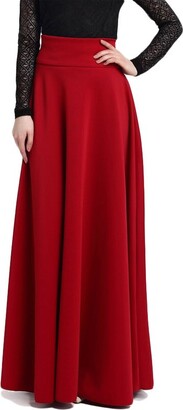 RIZ-ZOAWD Ladies Plain Soft Long Maxi Skirt Womens Elegant High Waist Full Length Swing Skirt Plus Size S-5XL (3XL(Waist:33.07"/34.65")