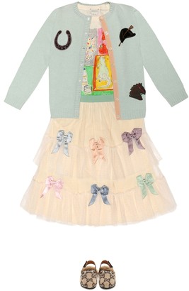Gucci Children Bow-embellished tulle skirt