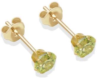 9ct Gold Light Peridot Coloured CZ Stud Earrings