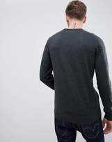 Thumbnail for your product : Original Penguin crewneck pima cotton knit jumper small logo in charcoal marl
