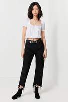Thumbnail for your product : Truly Madly Deeply Button-Down Cropped Peasant Top