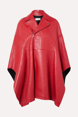 Saint Laurent Asymmetric Leather Cape - Red