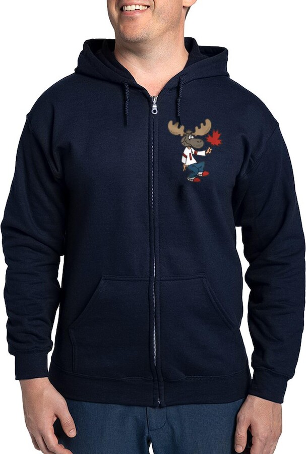 CafePress Canada Moose Zip Hoodie (Dark) Men's Dark Zip-Up Hoodie Sweatshirt Navy