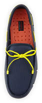 Thumbnail for your product : Swims Mesh & Rubber Braided-Lace Boat Shoe, Navy/Yellow