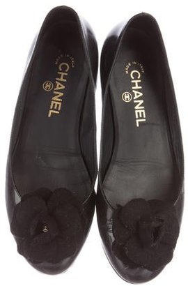 Chanel Camellia Patent Leather Flats
