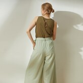 Thumbnail for your product : SALIENT LABEL - Malv EcoVero Sleeveless Linen Summer Top With Slit Back In Khaki