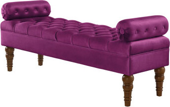 Purple Solid wood + Velvet Bench