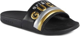 gucci pursuit logo slide sandal