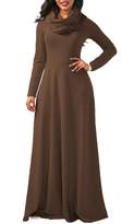 Thumbnail for your product : Yacun Women Casual Long Sleeve Cowl Neck Long Maxi Winter Swing Dress XXL