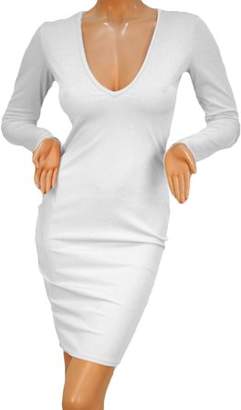 Walmart Sale Prices Sexy Hot Women Bandage Bodycon Long Sleeve Evening Party Lady Comfortable Fashion White Deep V Slim Dress
