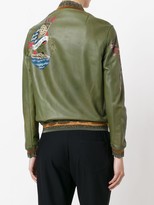 Thumbnail for your product : Mr & Mrs Italy Tattoo-Style Print Leather Bomber