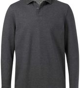 Thumbnail for your product : Charles Tyrwhitt Charcoal long sleeve pique polo