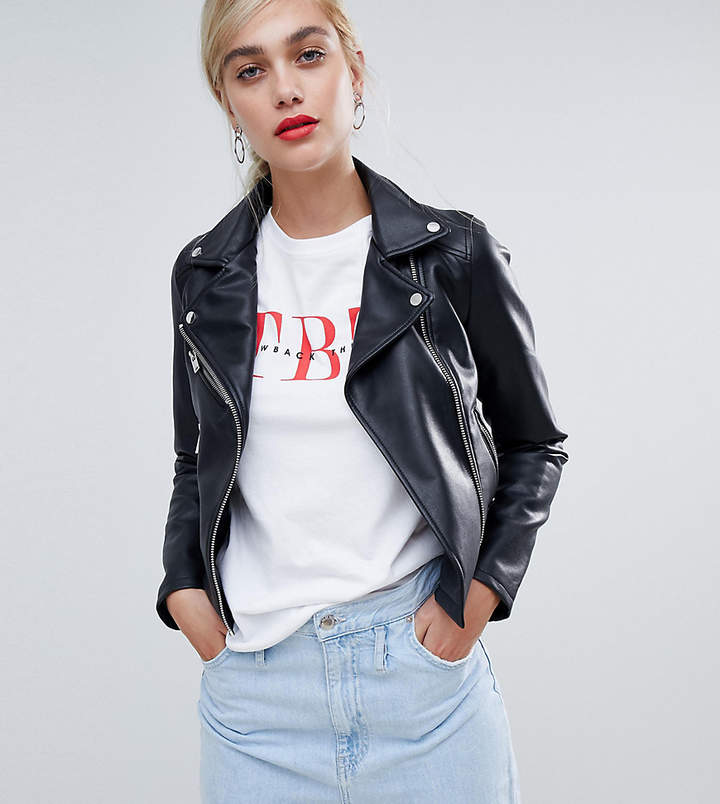 Stradivarius Faux leather Biker jacket ShopStyle