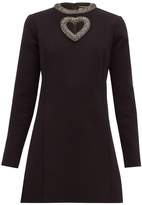 Thumbnail for your product : Saint Laurent Crystal-embellished Wool-blend Mini Dress - Womens - Black Multi
