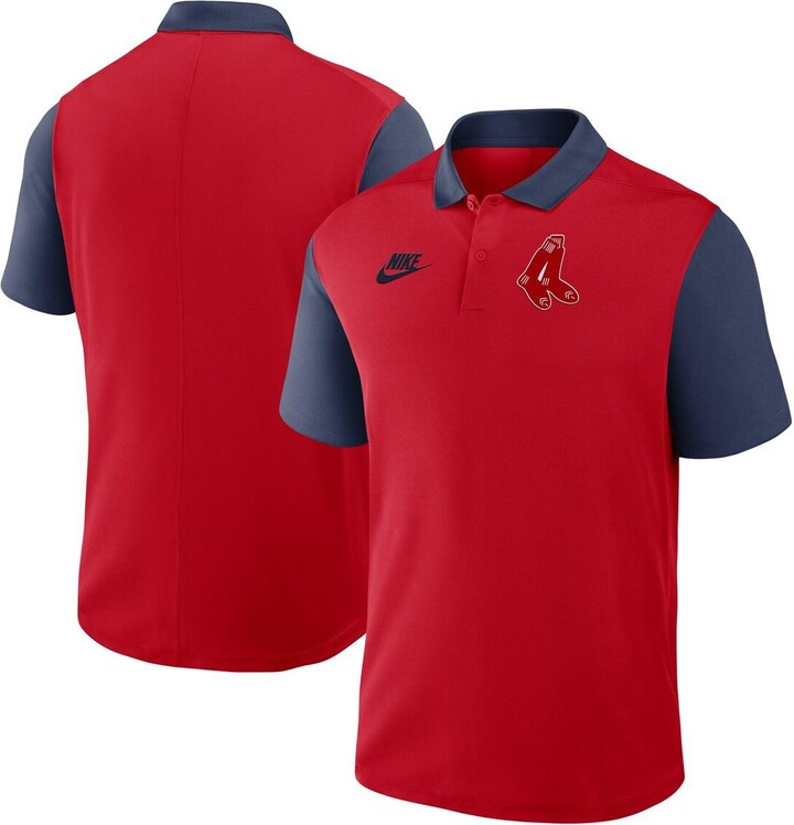 Nike Men's Red/Navy Boston Red Sox Cooperstown Collection Color-Block Victory Performance Polo Shirt - Red, Navy