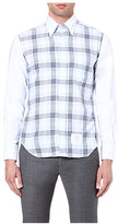 Thumbnail for your product : Thom Browne Checked shirt with contrast sleeves and collar