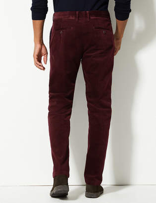 Blue HarbourMarks and Spencer Straight Fit Corduroy Trousers with Stretch