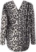 Thumbnail for your product : Quiz Grey Light Knit Leopard Print Zip Top