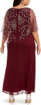 Thumbnail for your product : SL Fashions Plus Size Asymmetrical Glitter Cape Gown