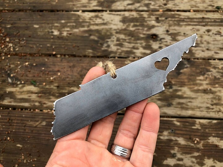 Tennessee State Knoxville Gatlinburg Ornament Made From Raw Steel Great Smoky Mountains Metal Holiday Decoration Stocking Stuffer Gift