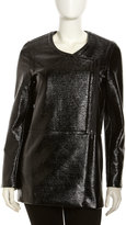 Thumbnail for your product : Robert Rodriguez Laminated Off-Center Coat, Black
